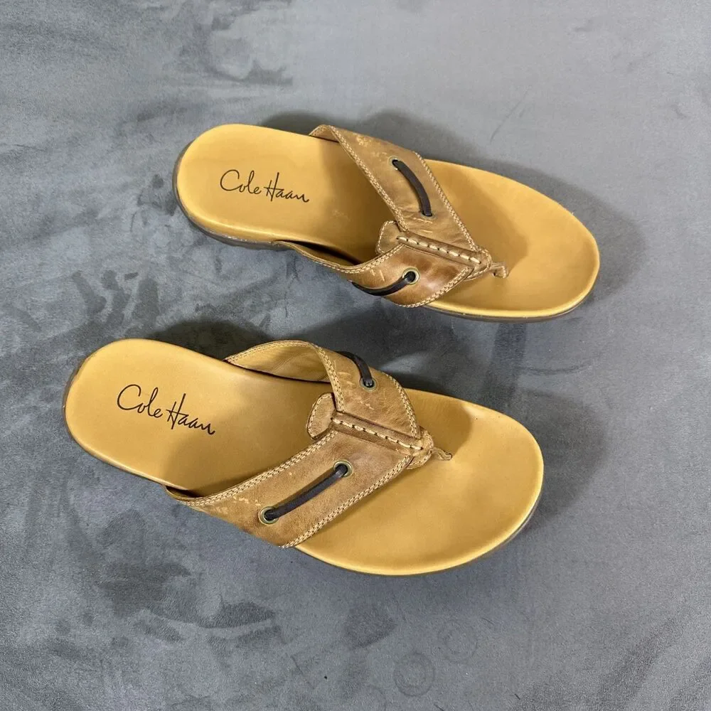 Cole Haan 8.5 M Men’s Butterscotch Leather Sandals Slides Non Slip Summer
